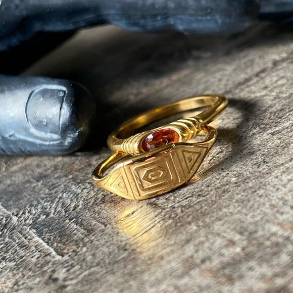 NEW Gold & Amber Ring Set - Picture 7 of 13